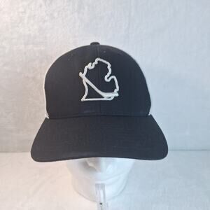 Stitched Michigan Hockey Logo Trucker Hat Flexfit Mesh Back Black White Logo